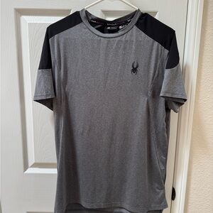 Spyder Gray and Black active performance Short-Sleeve moisture-wicking fabric